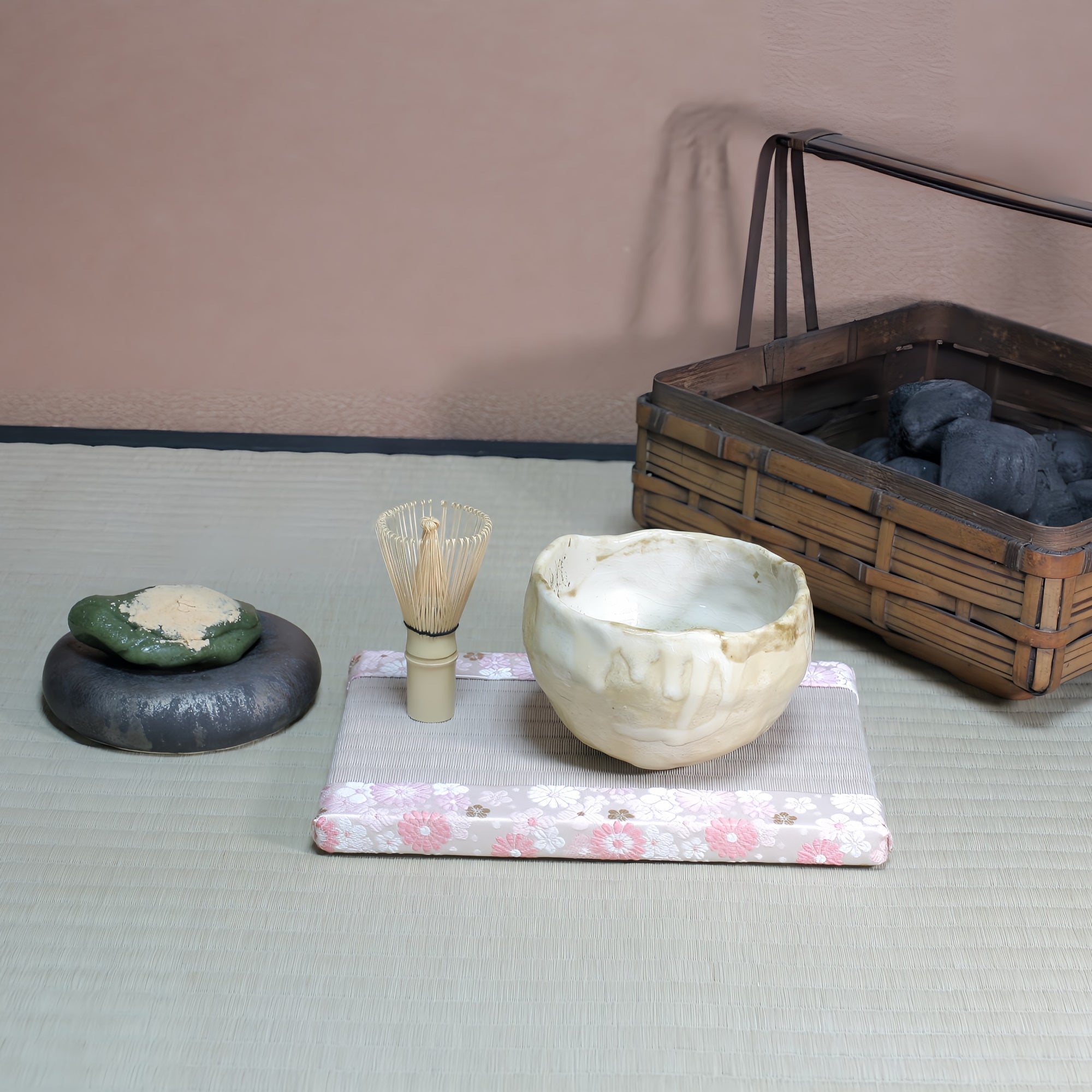 ミニ畳 消臭効果がある華やかなミニ畳 金襴生地 ピンク 桃色 カラフルな