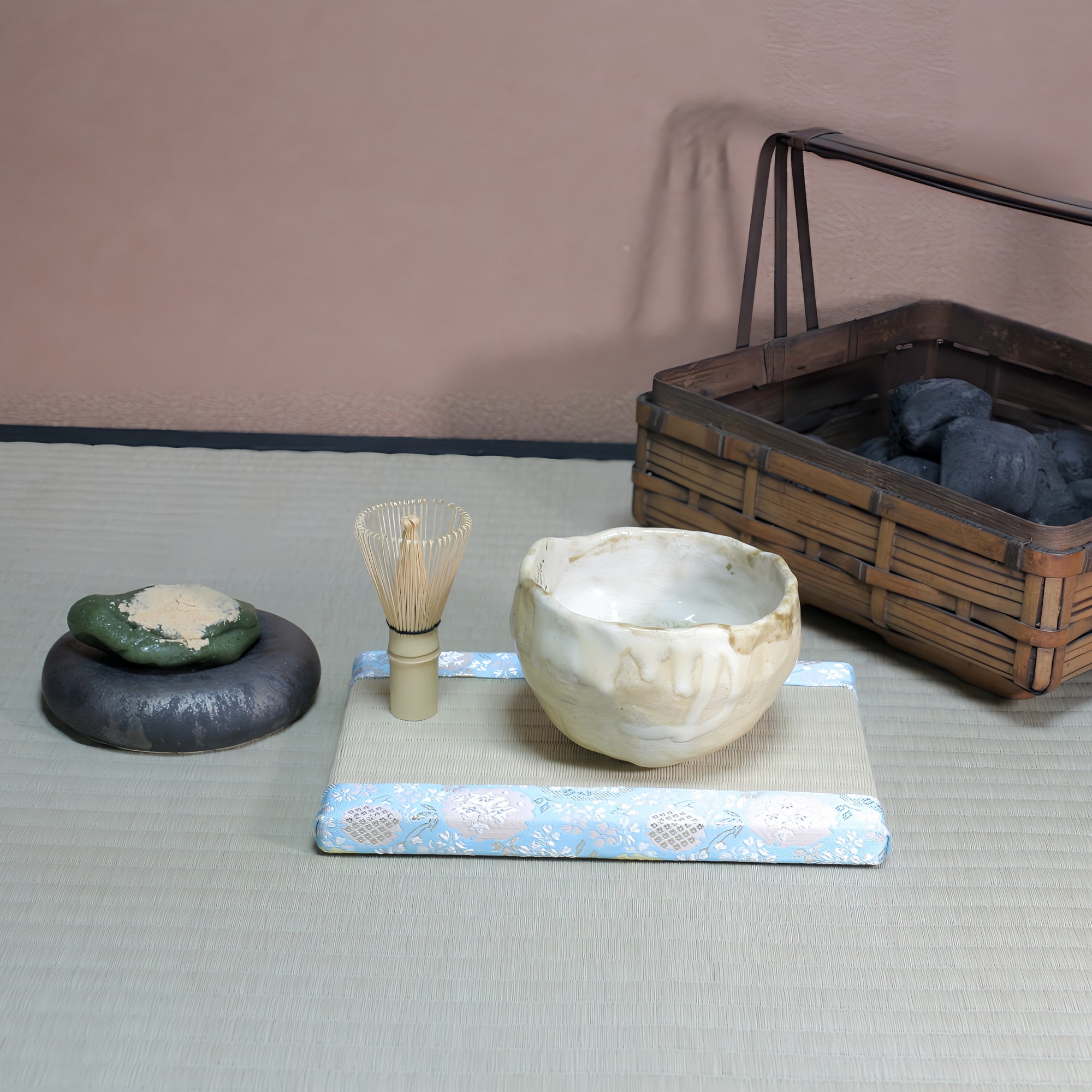 ミニ畳 消臭効果がある華やかなミニ畳 金襴生地 ブルー グリーン