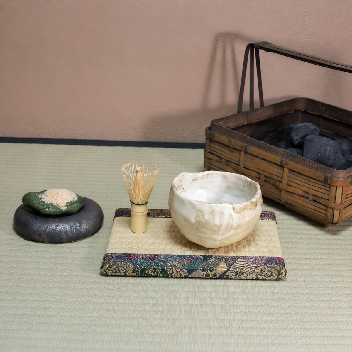 ミニ畳 消臭効果がある華やかなミニ畳 金襴生地 グリーン ネイビー