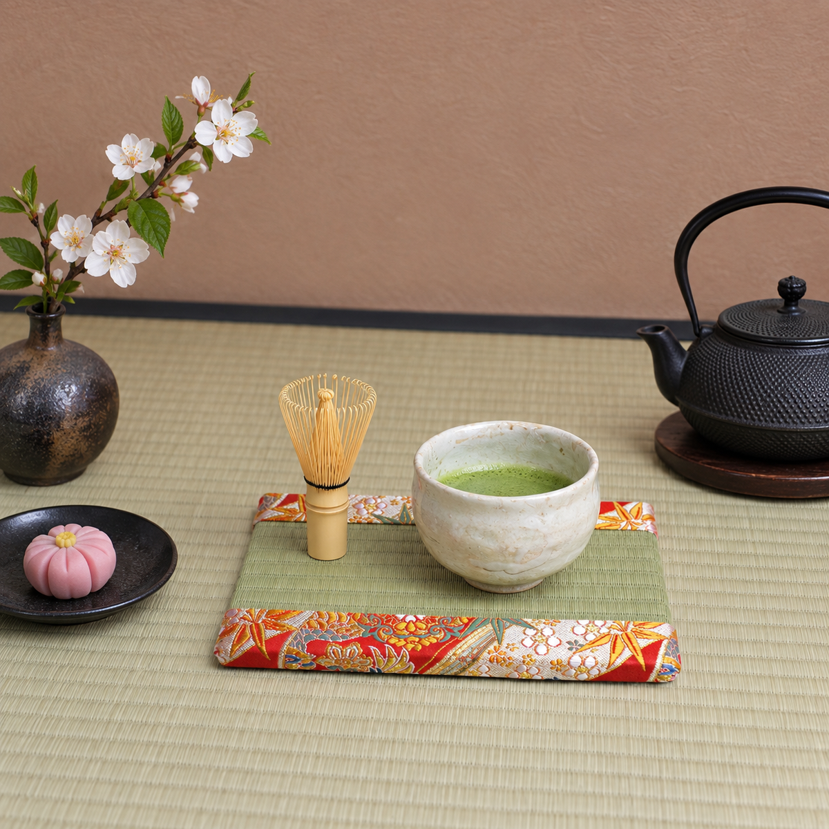 ミニ畳 消臭効果がある華やかなミニ畳 金襴生地 レッド グリーン
