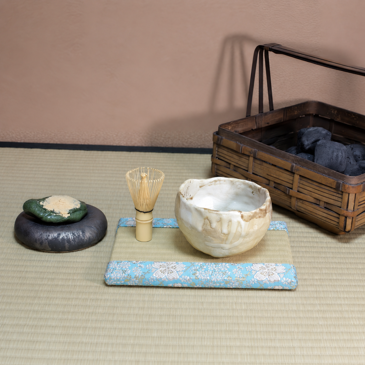 ミニ畳 消臭効果がある華やかなミニ畳 金襴生地 ブルー グリーン
