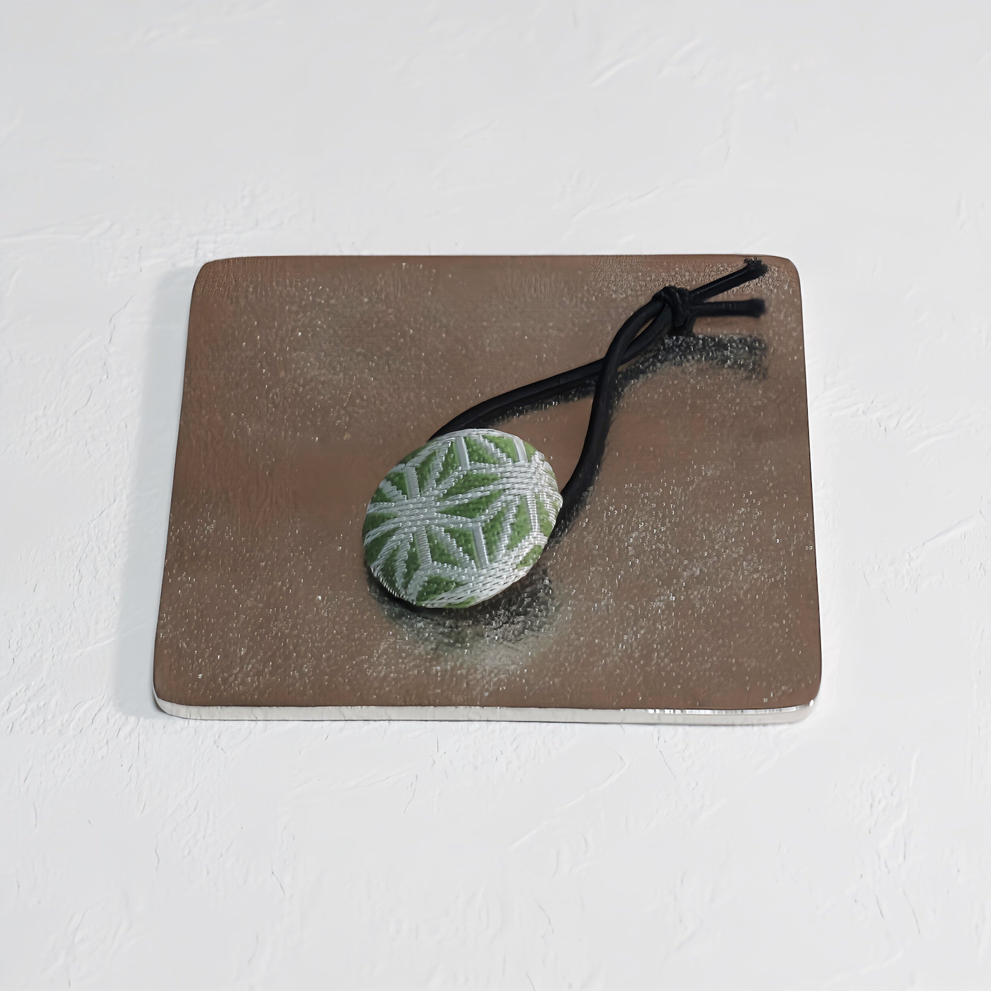 Hair tie made from tatami mat edges, green, Asagiri pattern