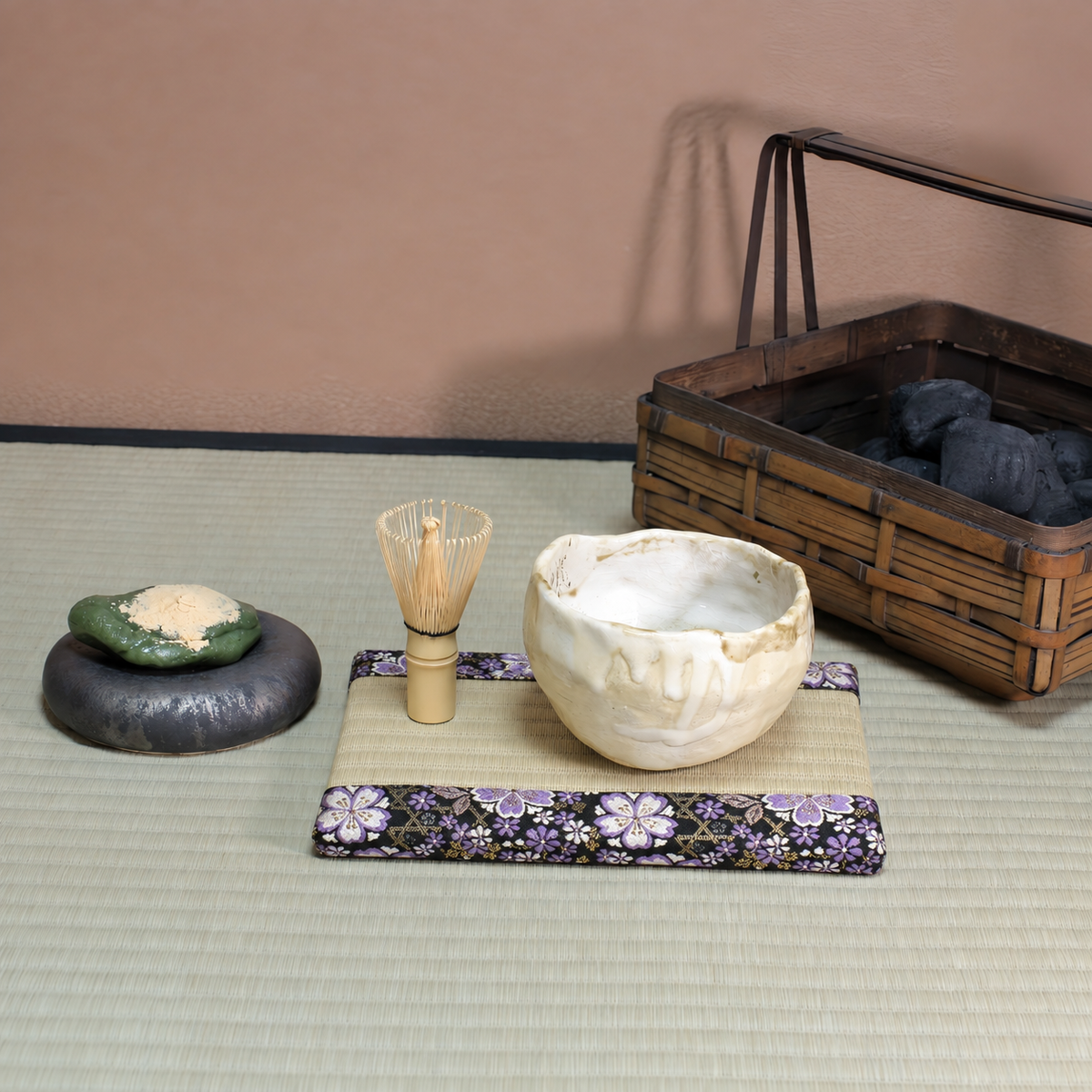 ミニ畳　消臭効果がある華やかなミニ畳　金襴生地 グリーン　パープル　ゴールド